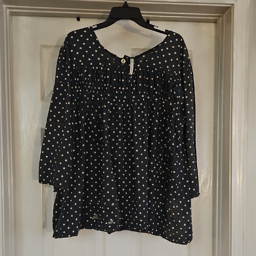 Magnolia Pearl Navy Blouse with Cream Polka Dots